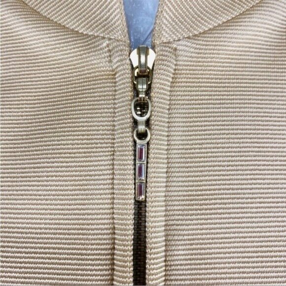 W by Worth Tan Viscose Zip Jacket Pencil Skirt Suit Set Size 4P Elegant Chic - Picture 9 of 14